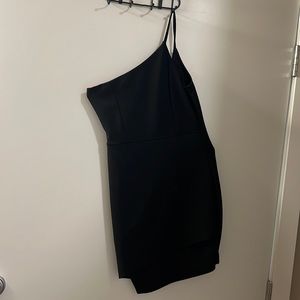 One strap black mini dress